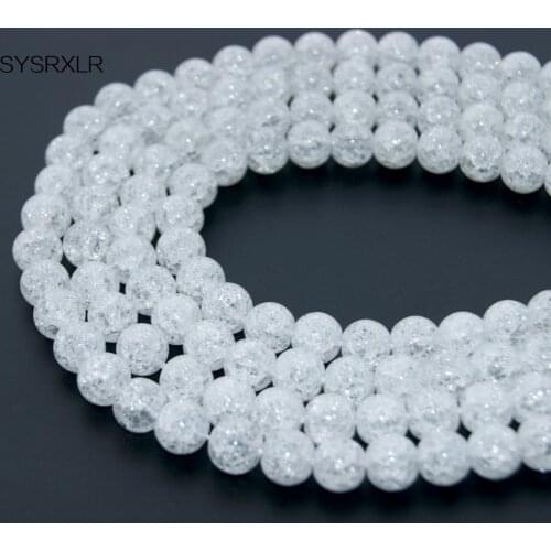 Pick Size 4/6/8/10/12 MM Natural Loose Snow Cracked Round White Crystal Quartz Rock Spacer Beads For Jewelry DIY Bracelet