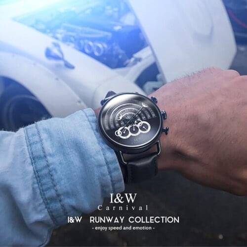 Cool Full Black Men Brand Watches Imported Japan Quartz Designer Sports Watches Novel Runway Face Vogue Guys Wrist watch Leather