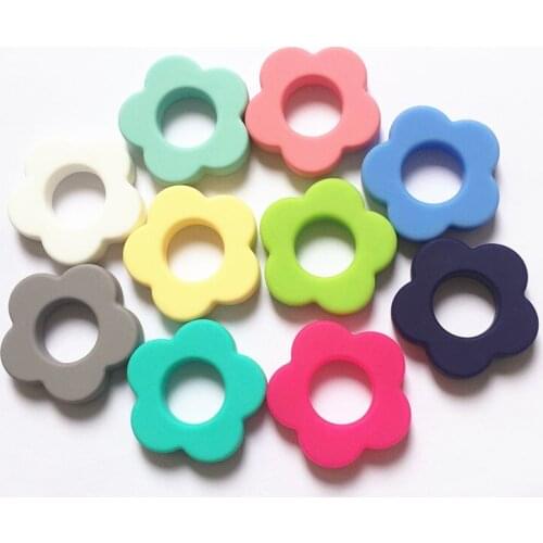 Chenkai 20pcs BPA Free Silicone Sun Flower Pendant Teether Beads DIY Handmade Baby Pacifier Dummy Teething Toy Accessories