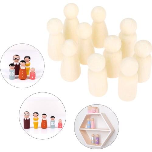 10Pcs 55mm Wood Crafts Unfinished Female/Male Wooden Peg Dolls Figures Wood DIY Art Craft Painting Toys Wedding Home Decor