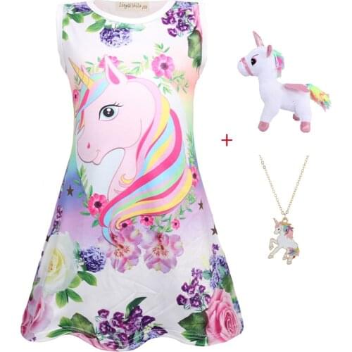 New Baby Kids Dresses Girls Dress Sleeveless Cute Clothing Children Princess Party Dress Unicorn Dress for Girl 2-12 years