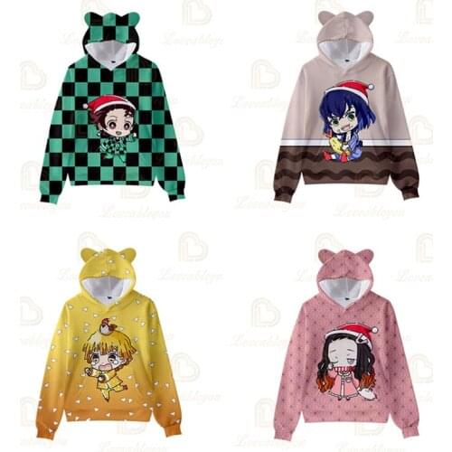 3 To 16 Years Old Cat Ears Hoodie Anime Sweatshirt Hooded Cute Casual Hip Hop Boys/girls Harajuku Streetwear Sweatshirt