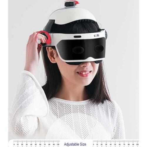 Electric Head Massager Brain Massage Helmet with Music Adjustable Size Acupuncture Point Air Pressure Head Massage Device