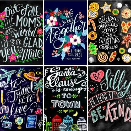 HUACAN 5D DIY Diamond Painting Text Blackboard Home Decoration Embroidery Picture Full Square Drill Lover Gift