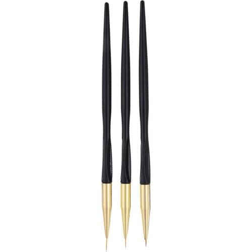 3Pcs 7/9/11mm Salon DIY Nail Art Liner Soft Thin Synthetic Hair Brush UV Gel Polish Painting Drawing Design Pens
