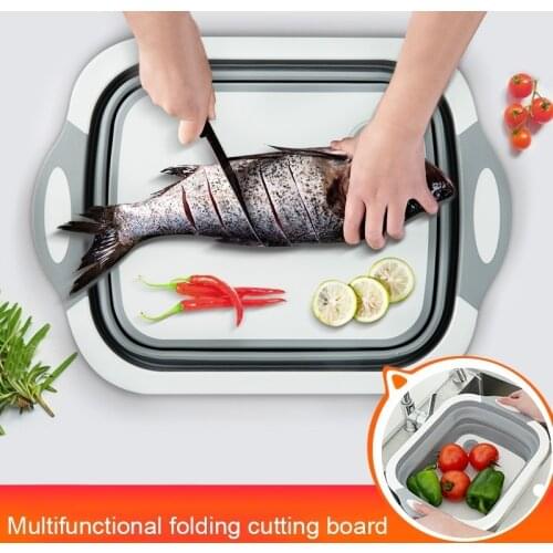 Multifunction Collapsible Cutting Board Dish Tub 3 In 1 Folding Sink Drain Basket Travel Outdoor Camp Portable Basins #1