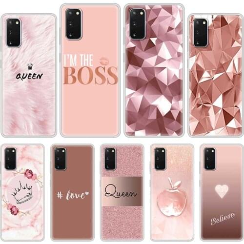 Fashion Phone Case for Samsung Galaxy S20 FE S21 S9 S10 Plus Note 20 Ultra 10 Lite 9 Soft Mobile Cover Rose Pink Princess Queen