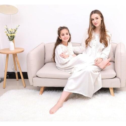 Mother And Daughter Nightdress Pure Cotton Spring Parent-Child New Nightwear Loose Medium Length Nightgown Home Wear Sleepwear