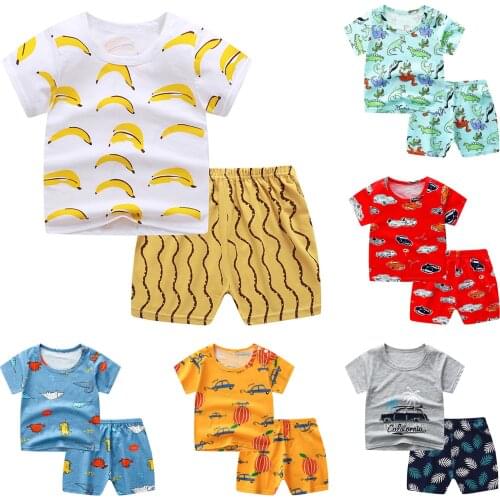 Newest Baby Boy Clothes Toddler Girl Combination Pajamas With Shorts 1-5 Years Kid 2 Piece Sets Child T Shirt Casual Costumes