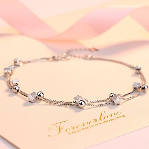 YSH new 100% 925 sterling silver star round beads anklets 2020 women fashion DIY jewelry Mother Day gifts free shipping hot sell