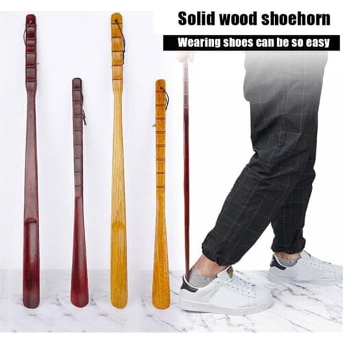 22"/55cmExtra Long Handle Shoe Horn wooden Handled Wooden Shoehorn Easy Aid Horns