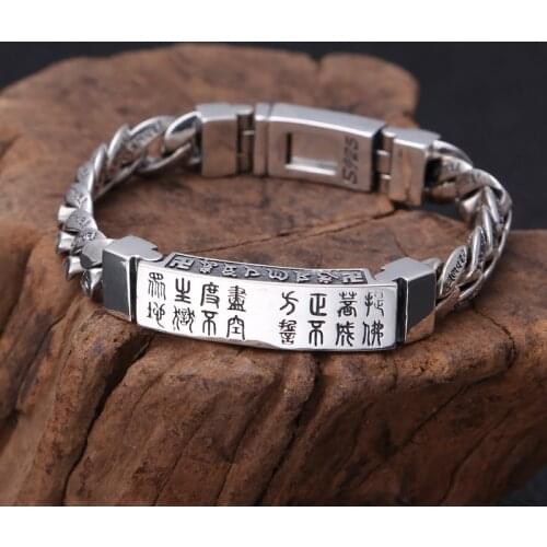 Original design Chines style 925 Sterling Silver Men Bracelets Handmade Hot sell Vitage Riligious Jewelry