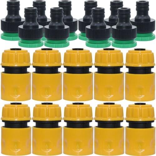 20PCS(10SET) 1/2"Adapter Plug Quick Coupling Hose Tube Connector Repair Connection Irrigation w/ 1/2'' 3/4'' Nipple Garden Tools