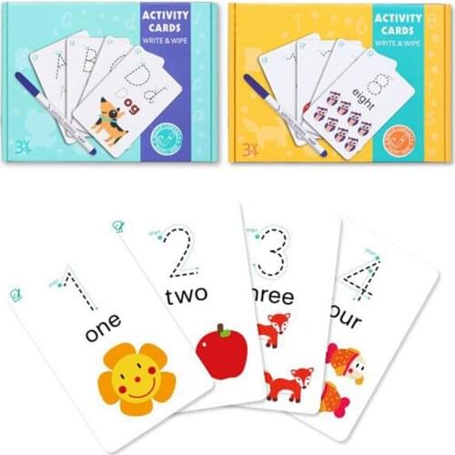 Rewritable Alphabets Flash Cards Marker Sharpener Kit Educational Children Toy New