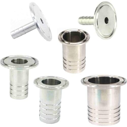 Fit Hose I/D 6/8/10/12/14/16/19/25/32/38/45/51mm Barbed To 0.5" 1" 1.5" 2" Tri Clamp 304 Stainless Steel Sanitary Fitting