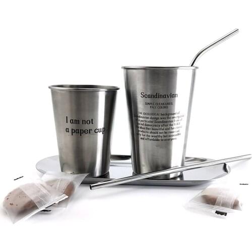 Reusable Stainless Steel Drinking Straws Set High Quality Straight Bent Metal Drinking Straw Recyclable Portable Mugs 20/30oz