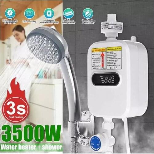 JY-018B,3500W Instant Electric Water Heater 3S Heating Bathroom Kitchen Tankless Water Heater Temperature Display Heating Shower