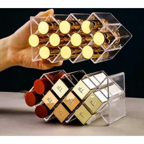 Clear Acrylic 28 Grid Makeup Organizer Storage Box Lipstick Display Stand Holder Cosmetic Lip Gloss Jewelry Organizer Box Case