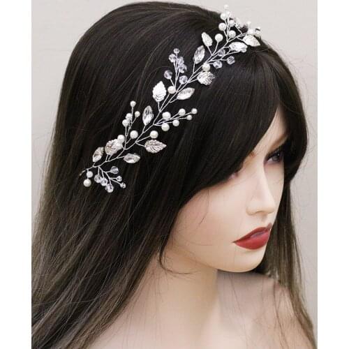 Romantic Cute Silver Wedding Headbands Leaves Rhinestone Handmade Women hairband Bridal Hairstyles Hair Accessories Earrings