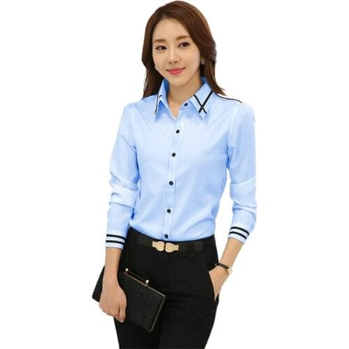 Women Shirts Simple design Loose Blouses shirts Women Fashion Turn Down Collar Long Sleeve Blouse Single-breasted Office Shirt
