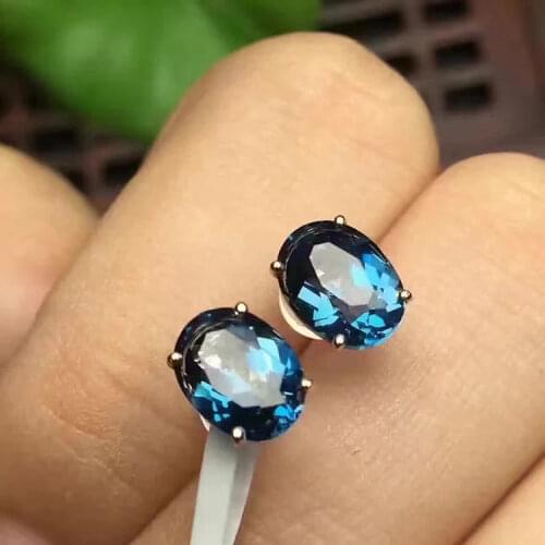 925 silver sterling natural London Blue topaz earrings water drop fine Jewelry 2019 new wholesale
