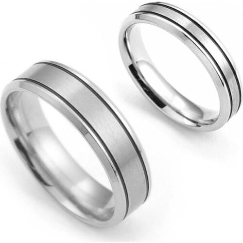 Stylish minimalist style titanium steel couple ring