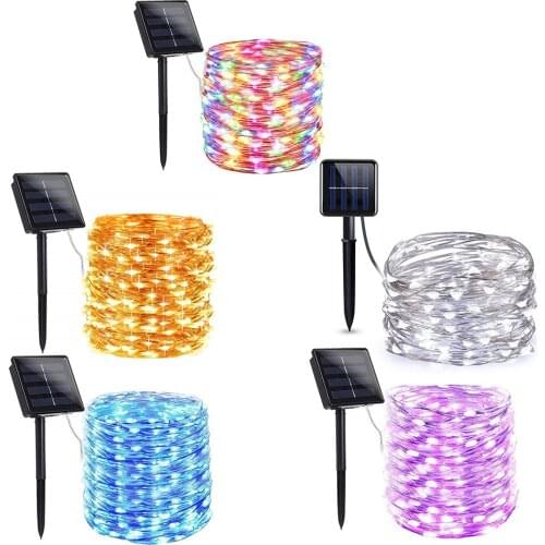 Solar String Lamp LED Fairy Lamp Waterproof Copper Wire Atmosphere Lighting Tool for Christmas Party Yard Ornaments