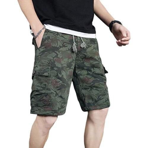 Outdoor Sports Camouflage Cargo Pants Men Summer Casual Loose Large Size Beach Five-point Short Pants Multi-pockets Camo Pants