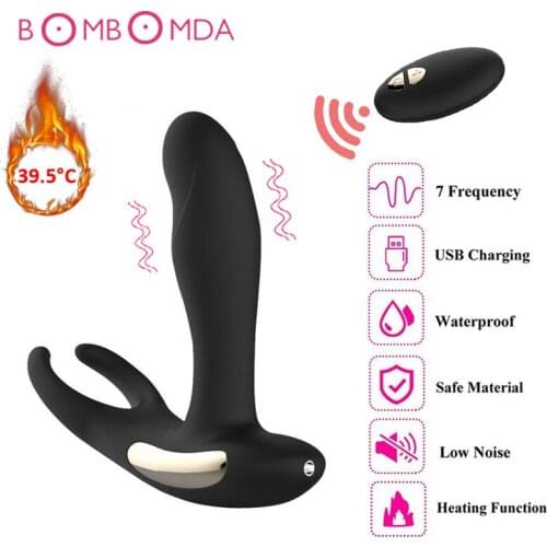 Remote Control Prostate Vibrator Wirelss Heating Anal Massager 7 Speed Butt Plug Anus Stimulator Adult Sex Toys for Men Male Gay