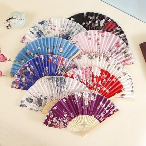 Vintage Mens womens silk Folding Fan Chinese Style Dance Fan Hand Fans Ancient Costume Retro Classical Pocket Fan Photo Props