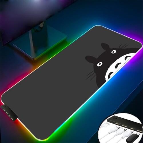 XGZ Japanese Anime RGB Totoro Black Laptop PC Four Docking Stations USB HUB Typec Interface LED Keyboard Carpet Kawaii Mousepad
