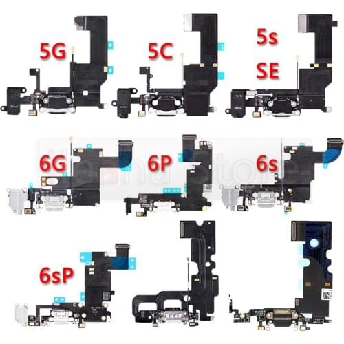 Bottom USB Port Charger Dock Charging Flex Cable For iPhone 5S SE 5 6 6s 7 Plus Dock Connector With Mic Flex Replacement