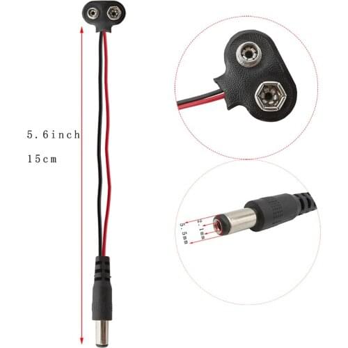 20Pcs/Lot T Type 9V DC Battery Snap Power Connector T Shape Cable Plug Clip Barrel Jack Connector Adapter for Arduino Uno R3 DIY