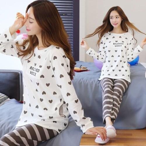Women 2pcs Maternity Sets Printed Tops+Striped Pants Maternity Sleepwear Sets Breastfeeding Nursing Sleepwear For Pregnant Women