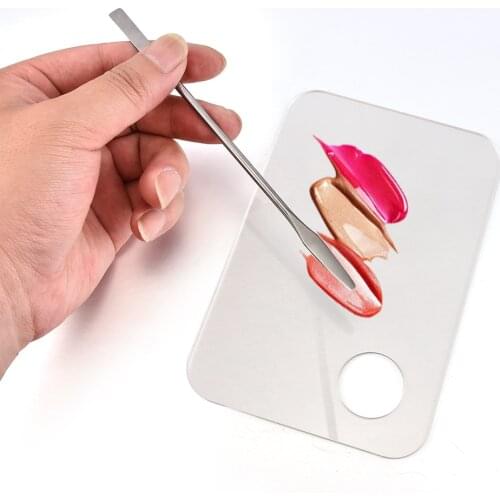 1 Set Acrylic Transparent Makeup Palette Nail Art Polish Watercolor Oil Painting with Spatula Nail Art Salon Maicure Tools