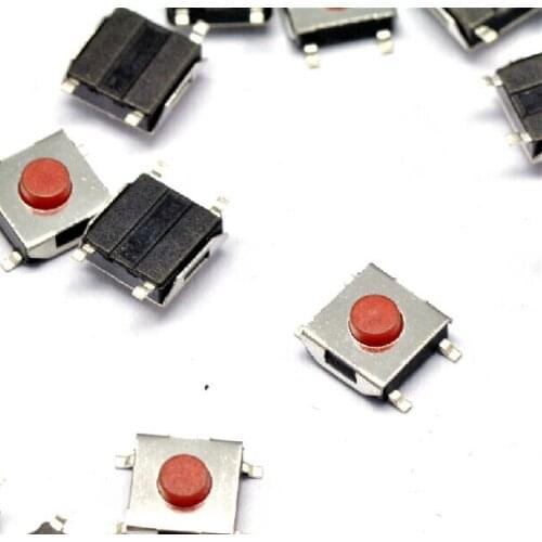 100pcs 6*6*3.4mm, The patch 4pin Tactile Push Button Switch, Red button Waterproof copper head cooker switch