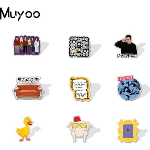 New Classic TV Series Friends Characters Epoxy Acrylic Lapel Pins Gifts Friends TV Show Acrylic Resin Badge Pins