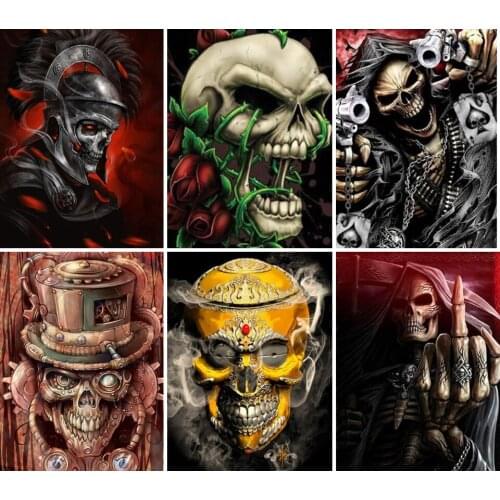 5D DIY Diamond Painting Full Square Skull Admiral Cross Stitch Mosaic Picture Rhinestone Halloween Decor Gift Diamond Embroidery