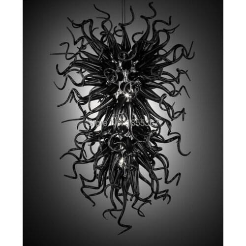Free Shipping High Ceiling Pure Handmade Glass Chandelier Black