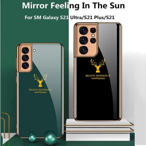 Brilliant Color Plating TPU Tempered Glass Cover For Samsung Galaxy S21 S21Plus S21Ultra Case Solid Color Elk Protective Funda