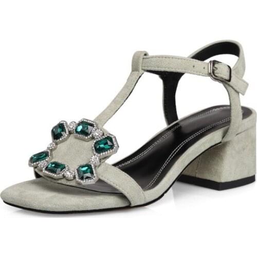 Big Size 9 10 11 12 high heels sandals women shoes woman summer ladies One-word strap buckle sandals