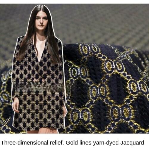 Big gold silk three-dimensional embossed yarn-dyed jacquard fabric, sewing fabric factory shop is not out of stock