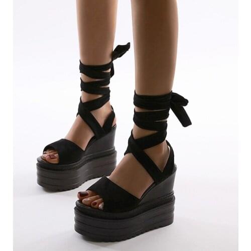 Wedges Heel Sandals Women 13 Cm High Heels Sexy Banquet Nightclub Platform Summer New Woman Sandals Ankle Strap