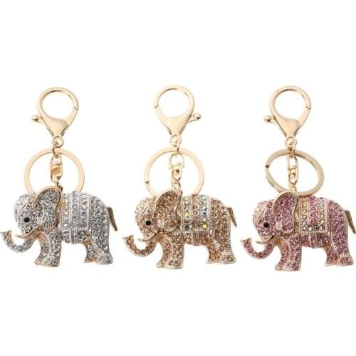 Charm Key Chains Pendant Lucky Mascot Elephant Keychain Bling Keyring Bag Purse Buckle Car Keys Holder Jewelry Gift For Women