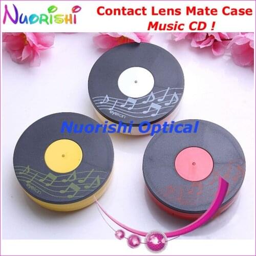 10pcs Music CD design Contact Lens Case with Mirror C528 contact lens mate box Free Shipping