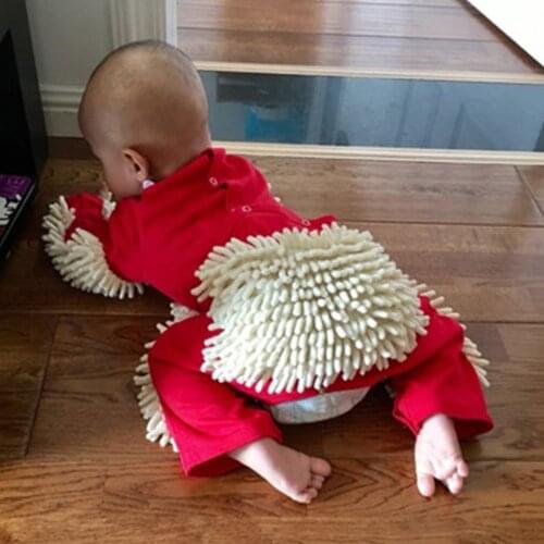 Baby Mop Romper Newborn Clothes Crawling Jumpsuit Infant Cleaning Mop Suit Cleaning Mop Suit Costume Bodysuit
