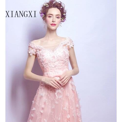 Elegant Charming Evening Dresses Lace A-Line Jewel-Neck Short Sleeves Long Evening Dress Formal Party Gowns Vestidos De Festa