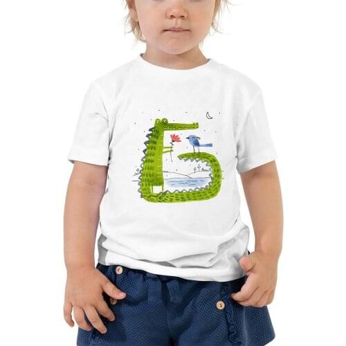Kawaii Cartoon Baby Clothing Crocodile and Bird Aesthetic Harmony Print Kids T-shirt Spain Popualr Korean Style Child Camiseta