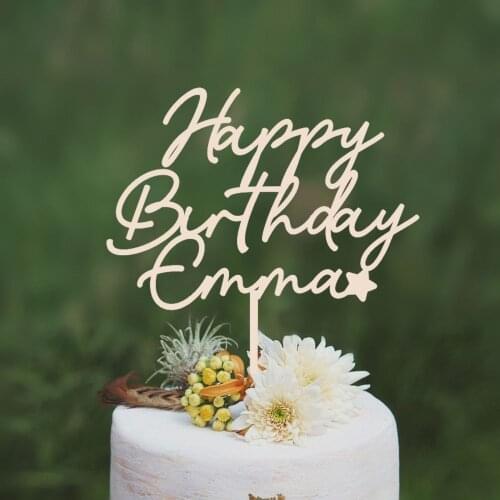 Personalized Name Happy Birthday Cake Topper，Custom Wood Birthday Cake Topper，Birthday party decoration, ChildrensBirthday Gift