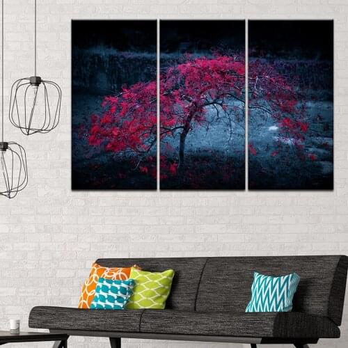 Canvas Painting Red flowers trees 3 Pieces Wall Art Painting Modular Sport Wallpapers Poster Print for living room Home Decor